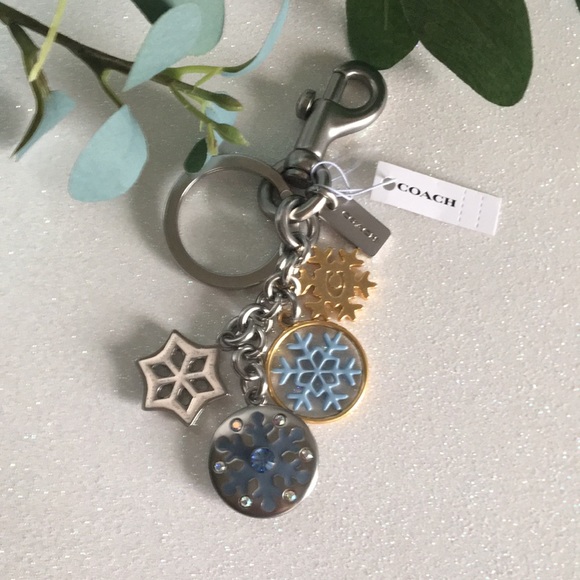 Coach Snowflake Cluster Bag Charm Key Chain NWT - Picture 1 of 14